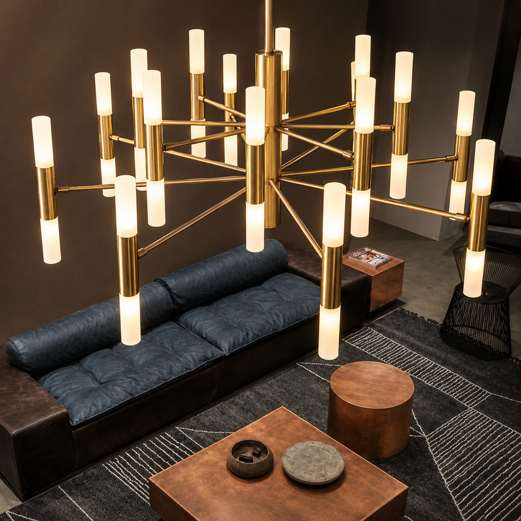 LED Taklampa i  Guld – Modern Kristallkrona