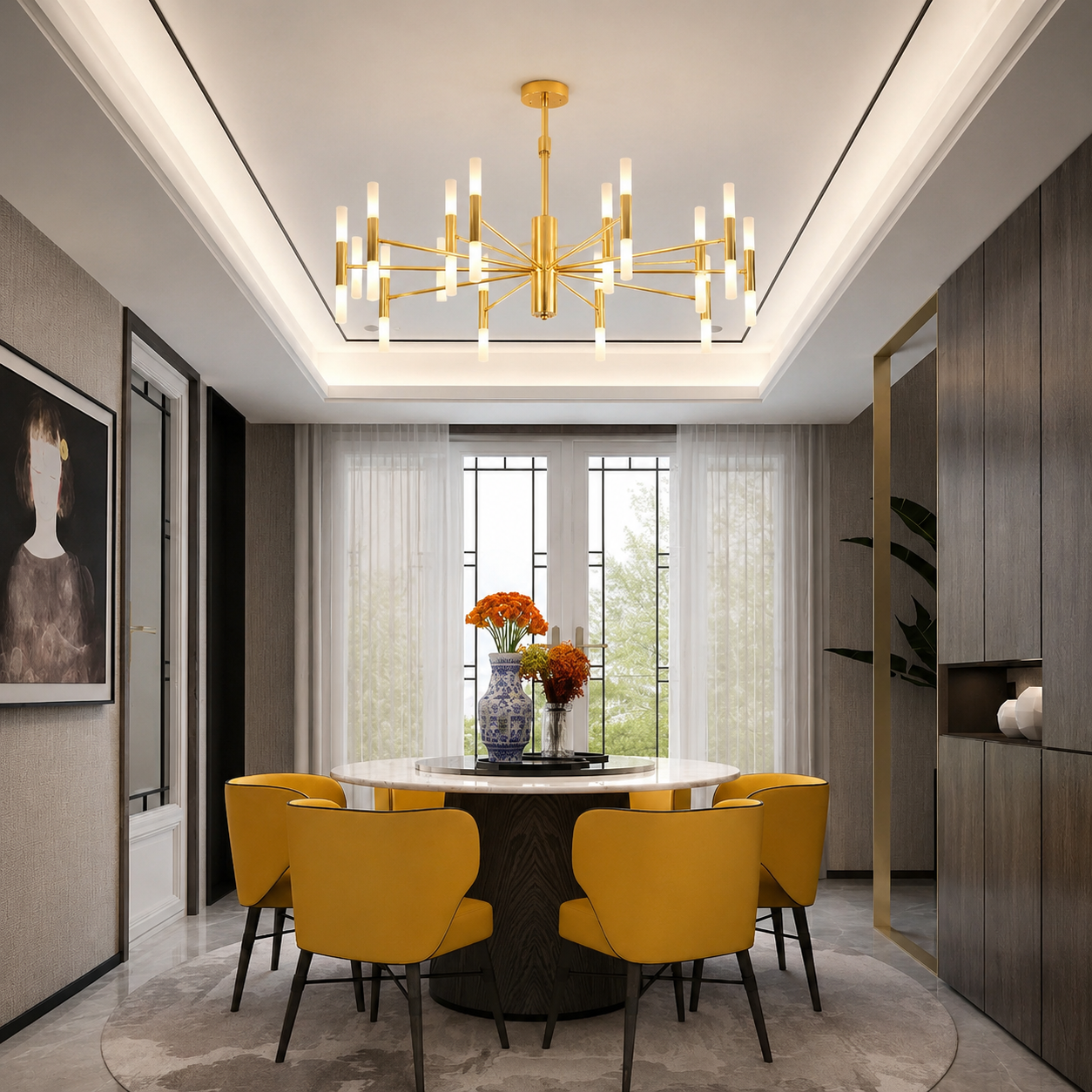 LED Taklampa i  Guld – Modern Kristallkrona