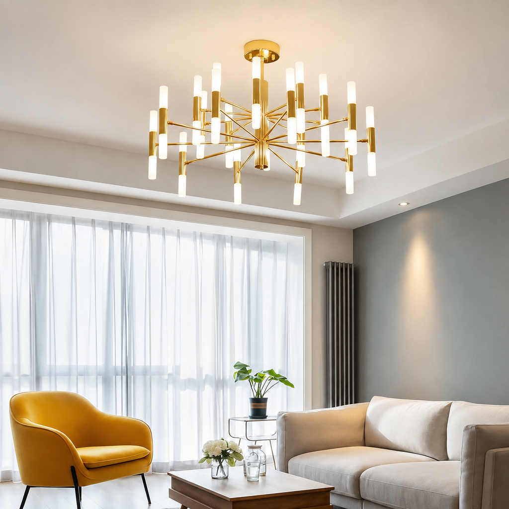 LED Taklampa i  Guld – Modern Kristallkrona
