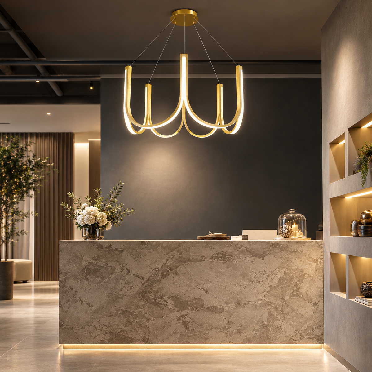 Nordic U-Shape LED-taklampa i guld – modern design