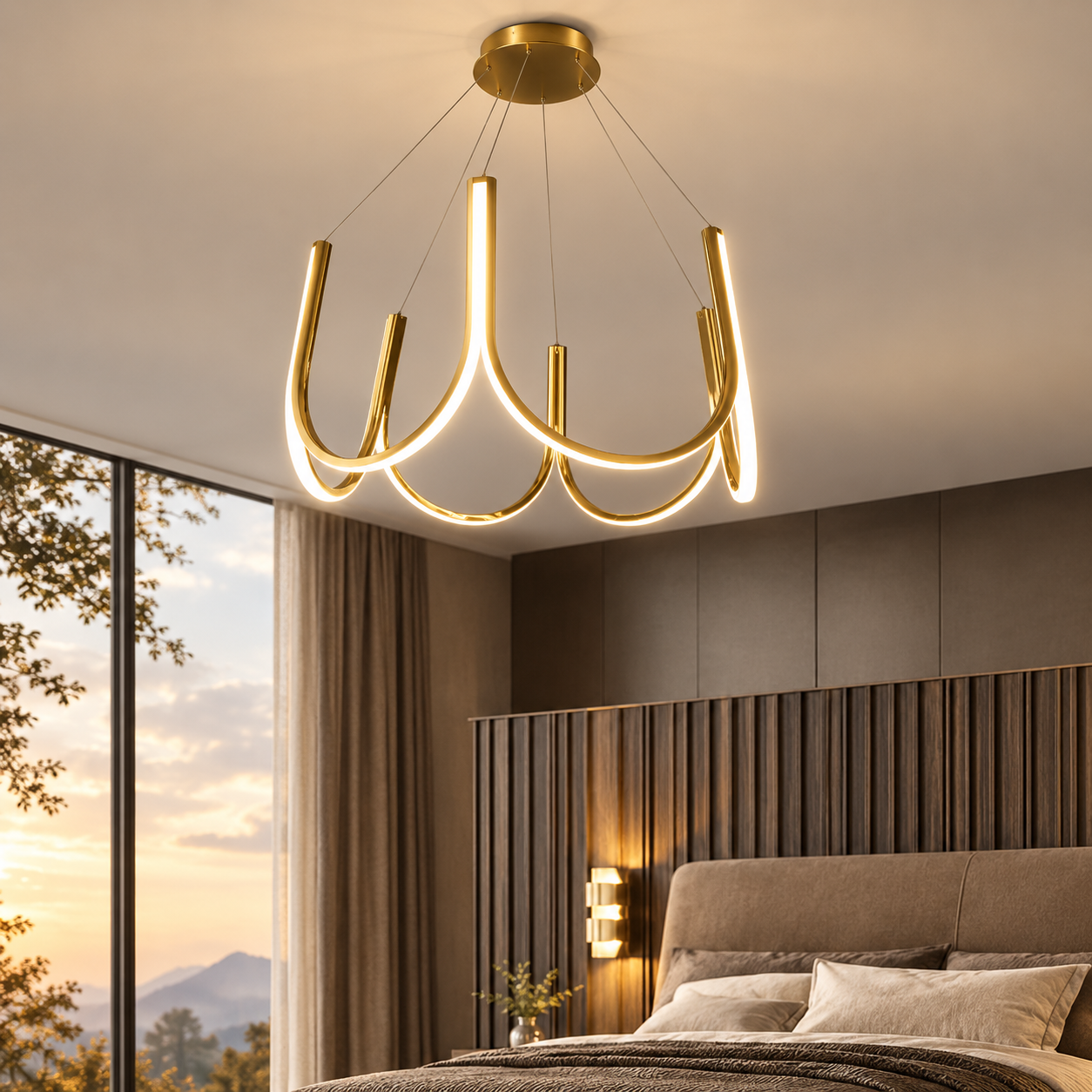 Nordic U-Shape LED-taklampa i guld – modern design Sekundär produktbild