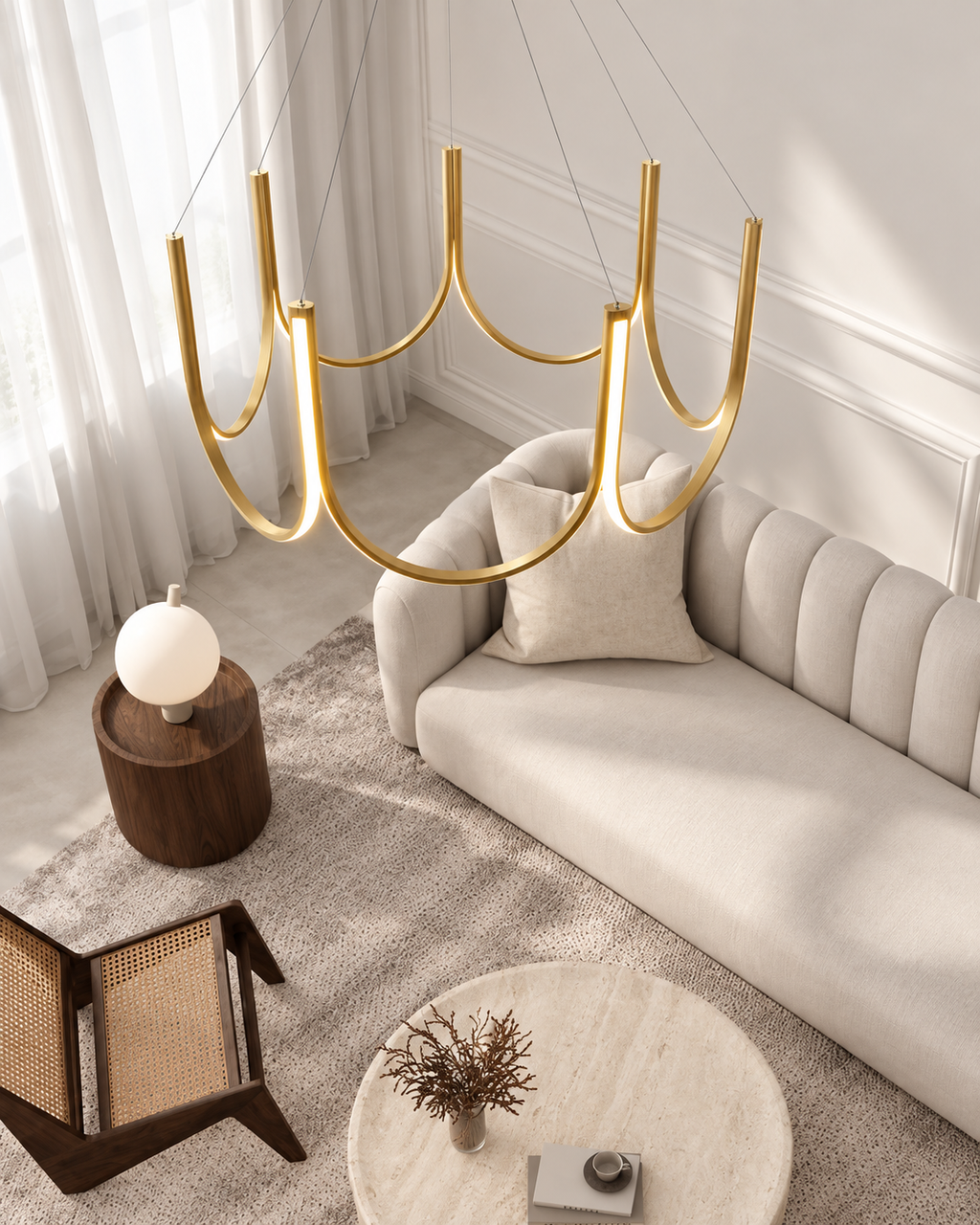 Nordic U-Shape LED-taklampa i guld – modern design