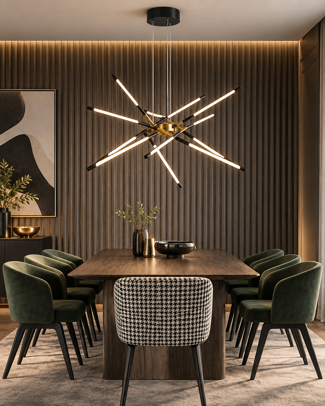 Modern LED-taklampa i svart och guld Sekundär produktbild