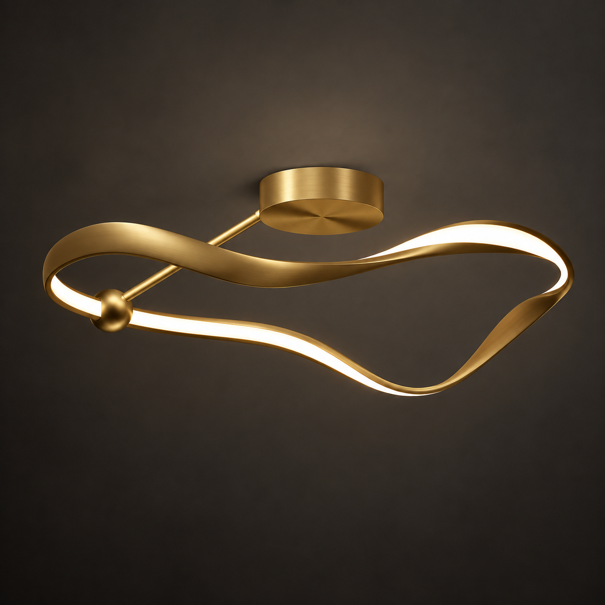 LED-taklampa i guld – modern design