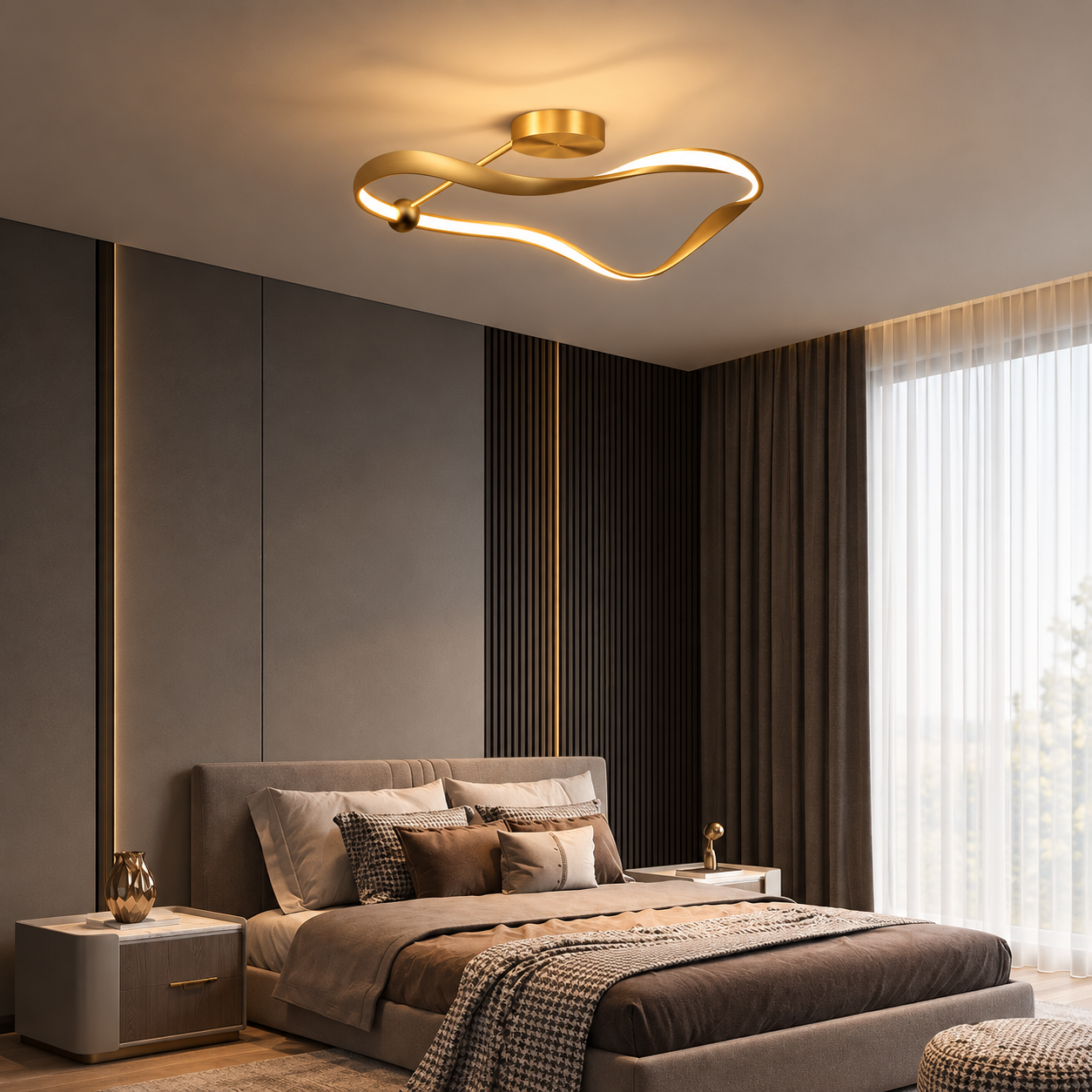 LED-taklampa i guld – modern design Sekundär produktbild
