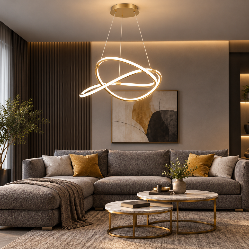 Modern LED-taklampa i guld
