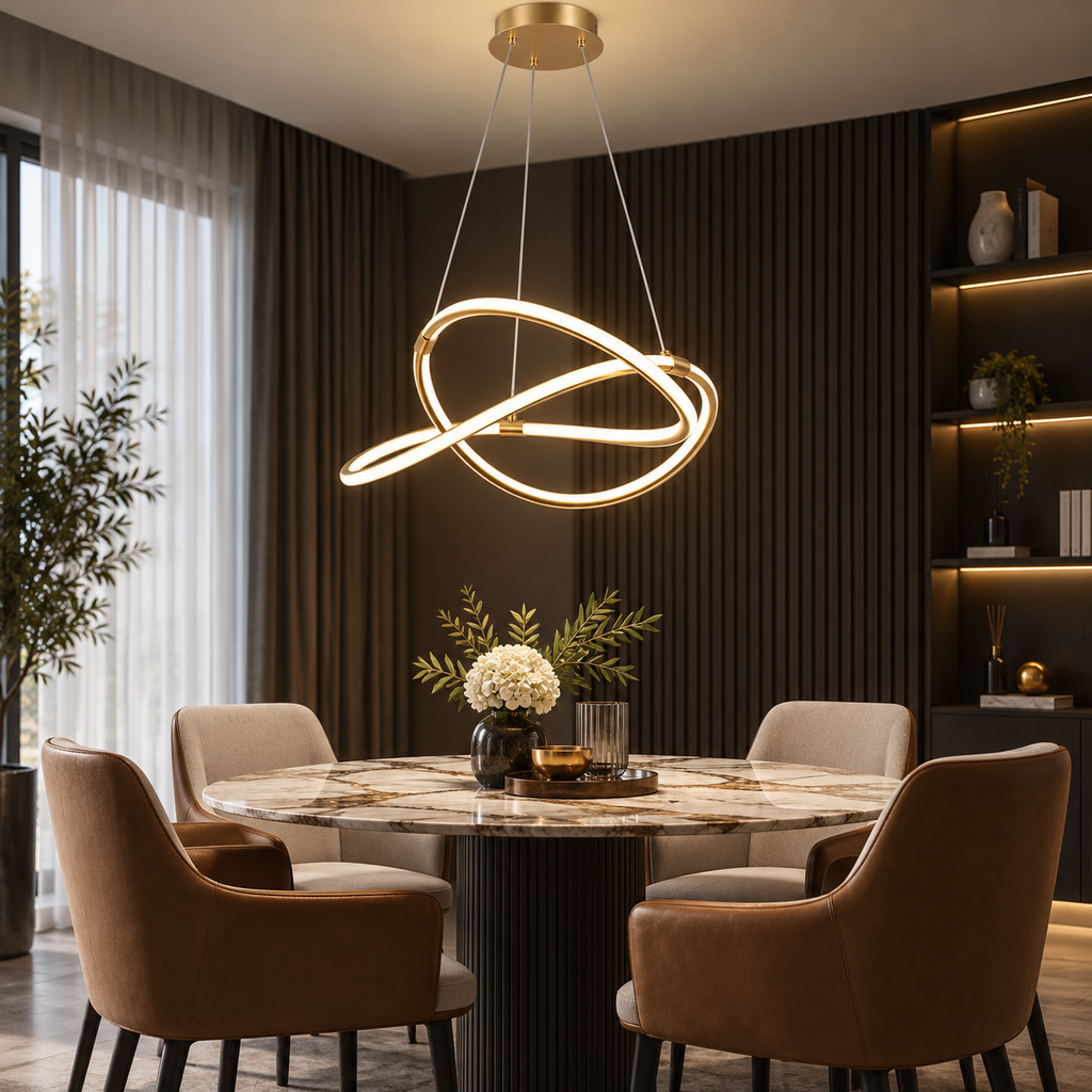Modern LED-taklampa i guld