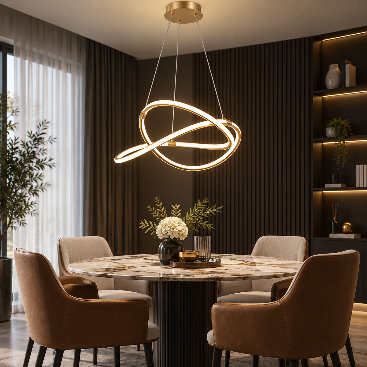Modern LED-taklampa i guld
