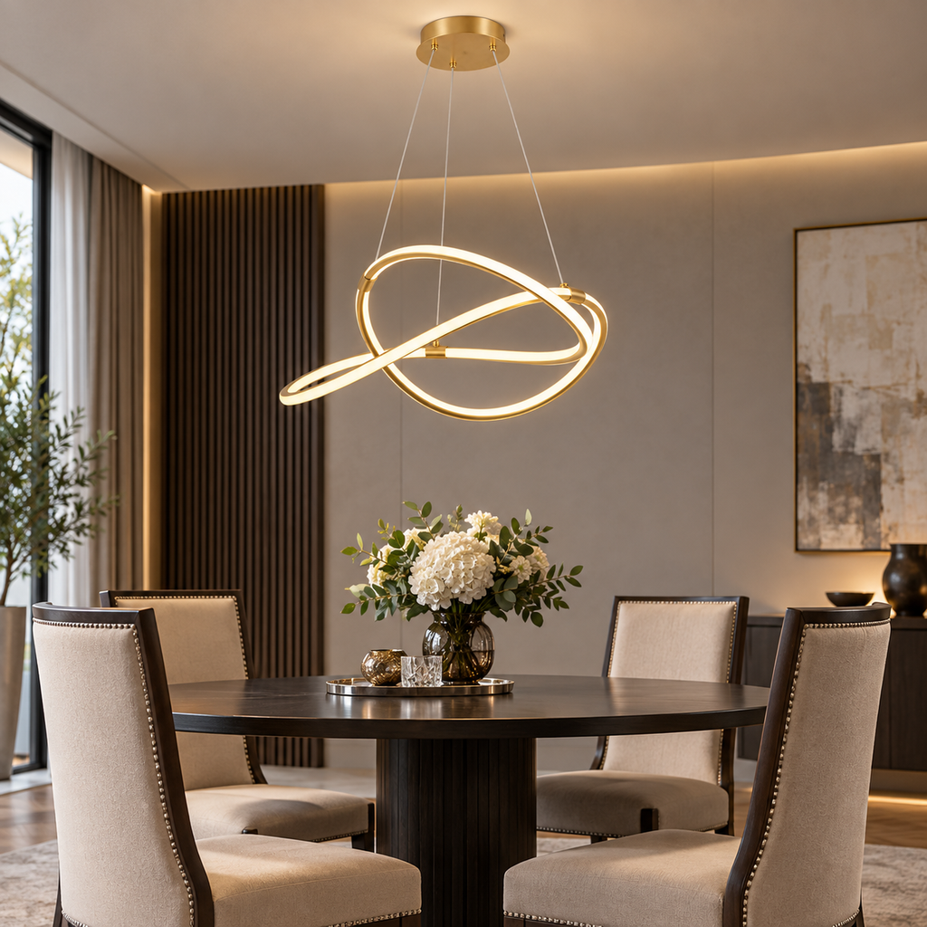 Modern LED-taklampa i guld