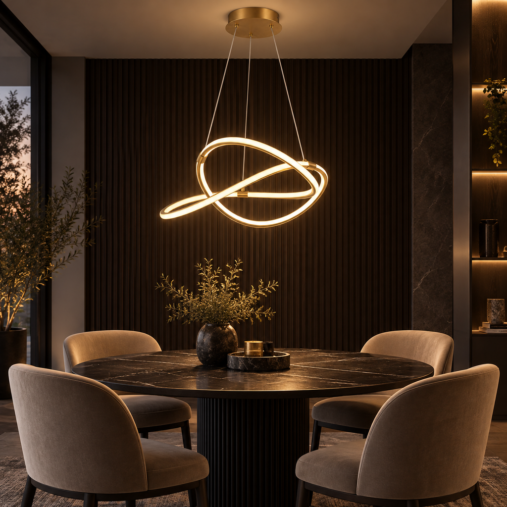 Modern LED-taklampa i guld