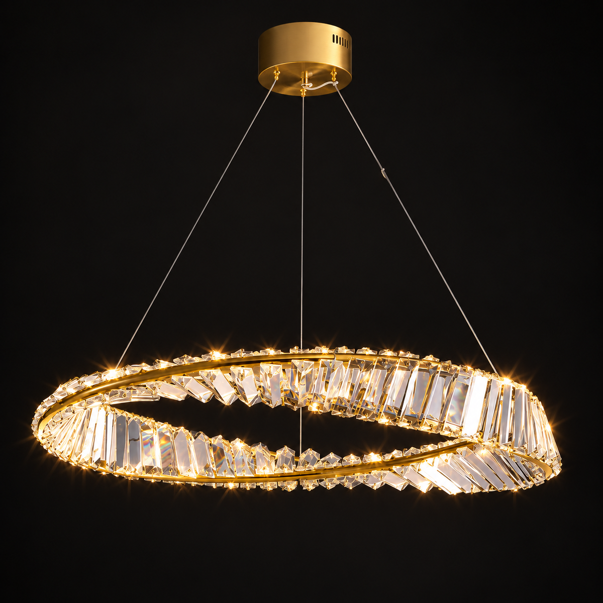 Modern kristall LED-taklampa i guld