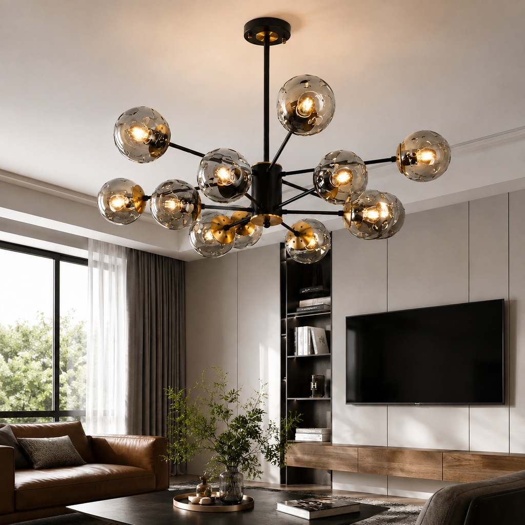 Modern taklampa med glaskulor