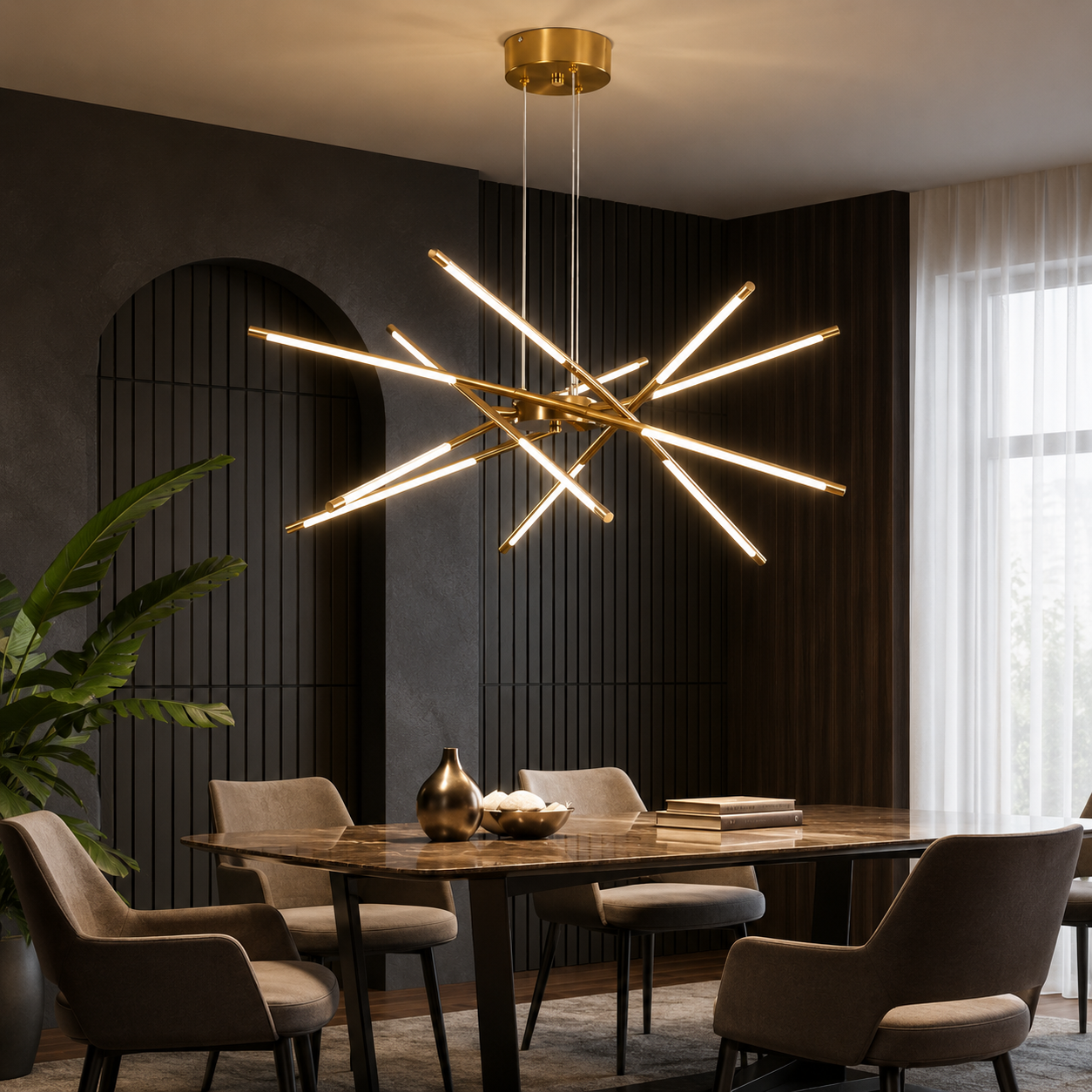 Modern taklampa - LED takkrona i guld