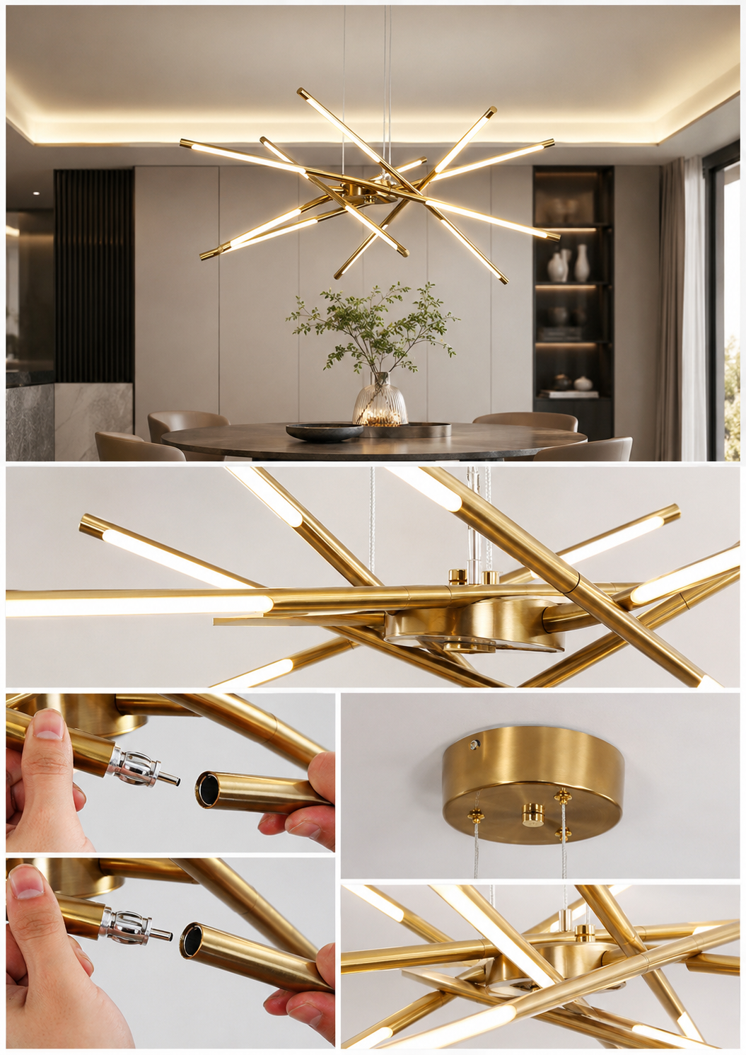 Modern taklampa - LED takkrona i guld