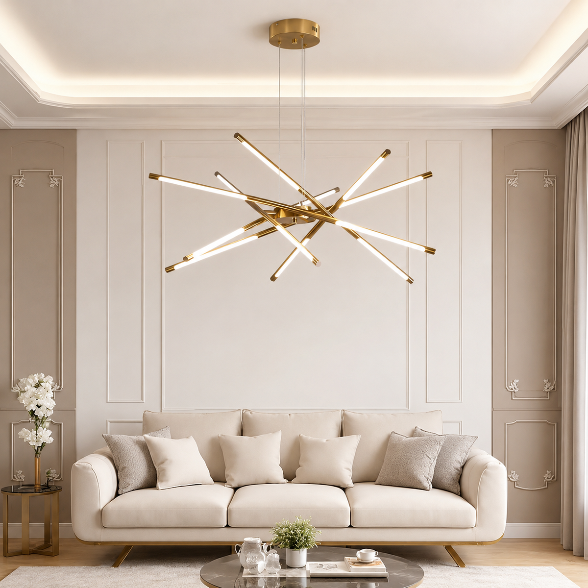 Modern taklampa - LED takkrona i guld
