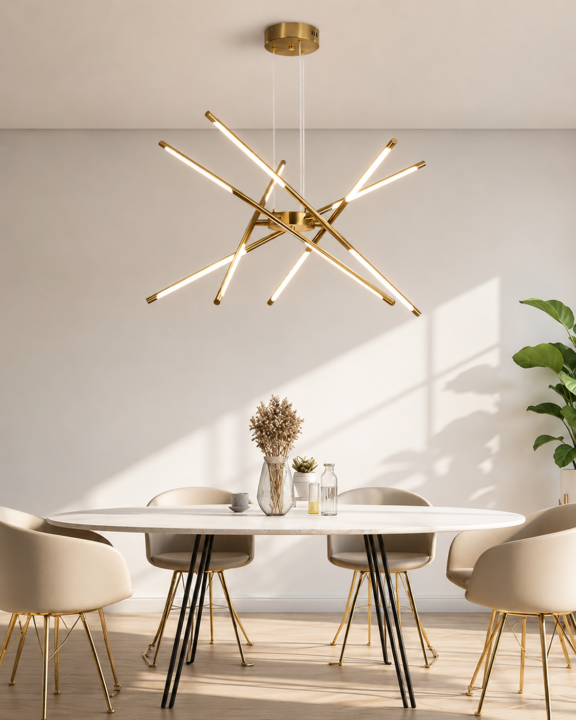 Modern taklampa - LED takkrona i guld