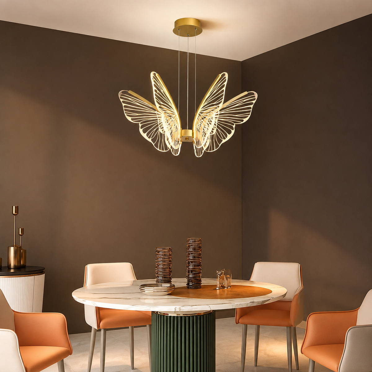 Modern Butterfly LED-taklampa i guld