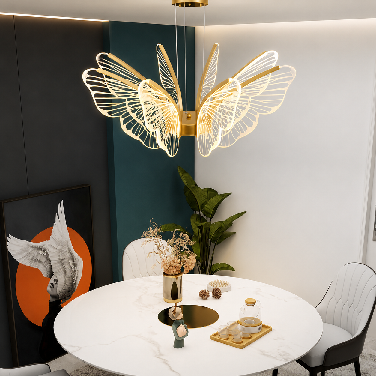 Modern Butterfly LED-taklampa i guld