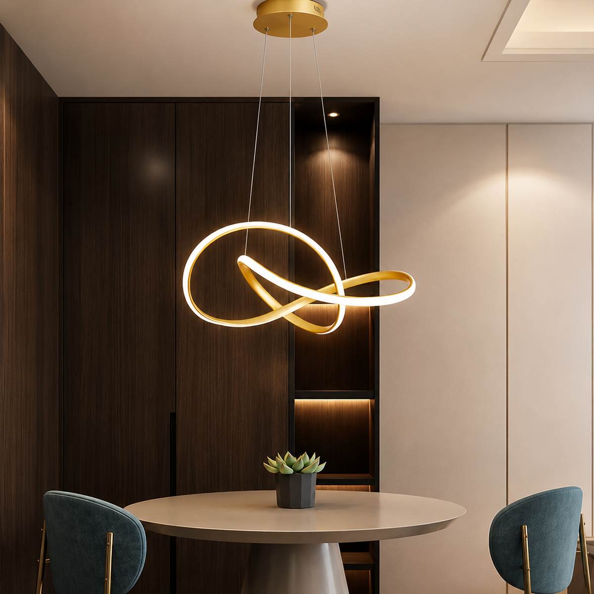 Nordic LED-taklampa i guld -justerbar höjd