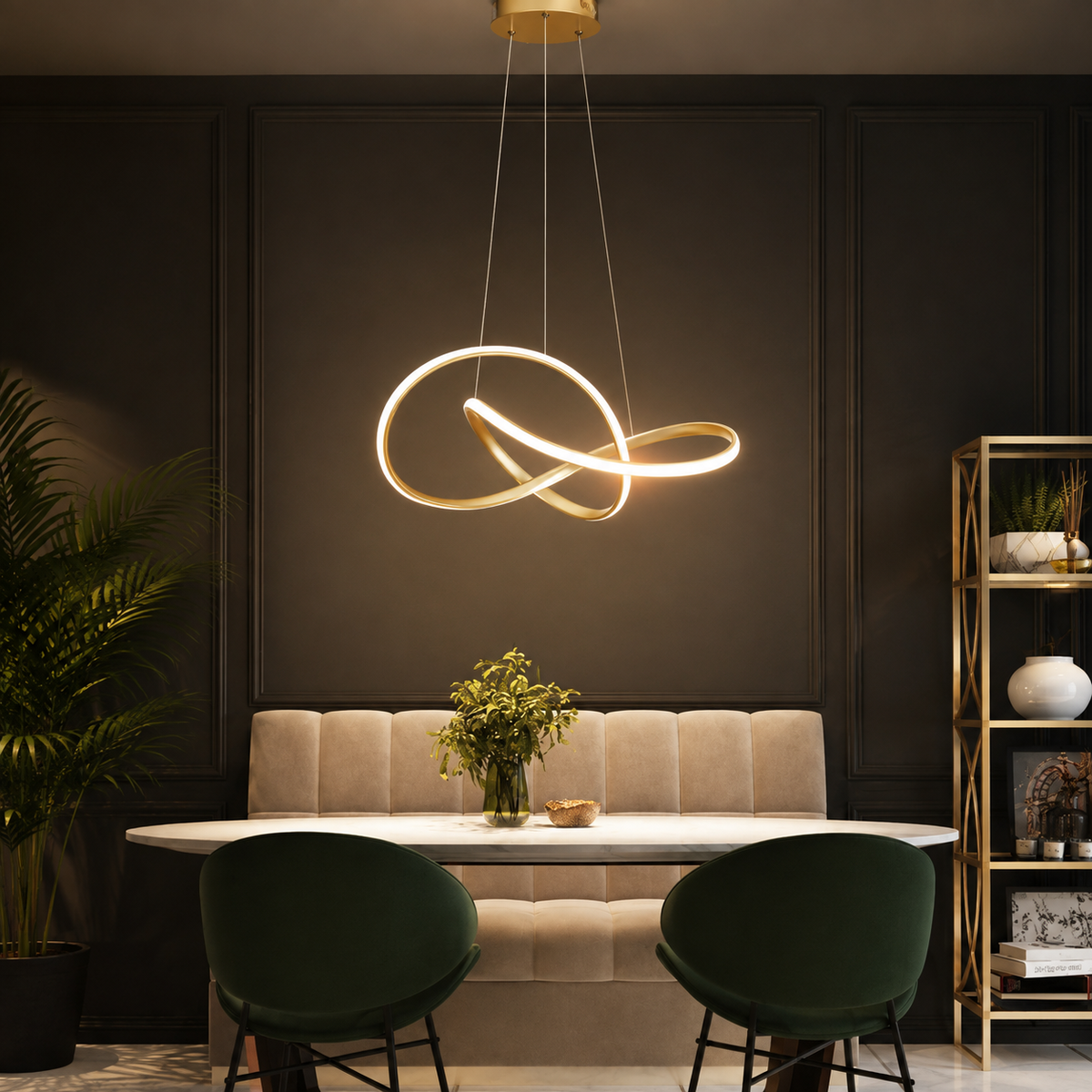 Nordic LED-taklampa i guld -justerbar höjd