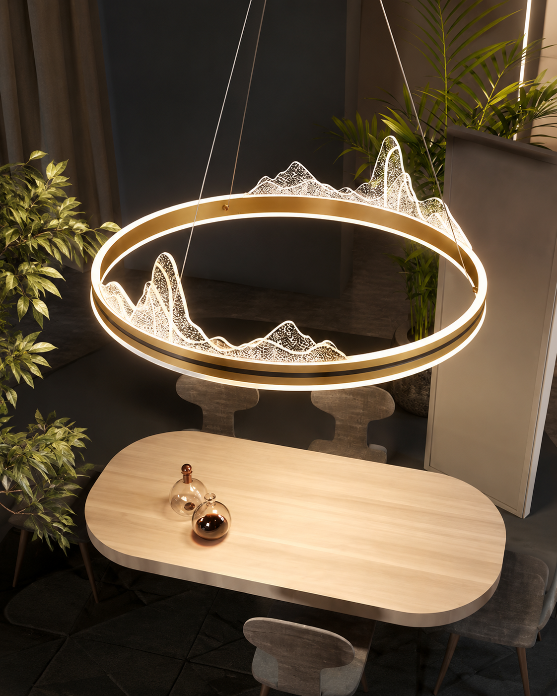 LED taklampa – modern ringlampa i guld