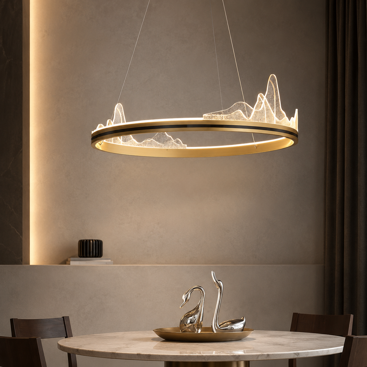 LED taklampa – modern ringlampa i guld
