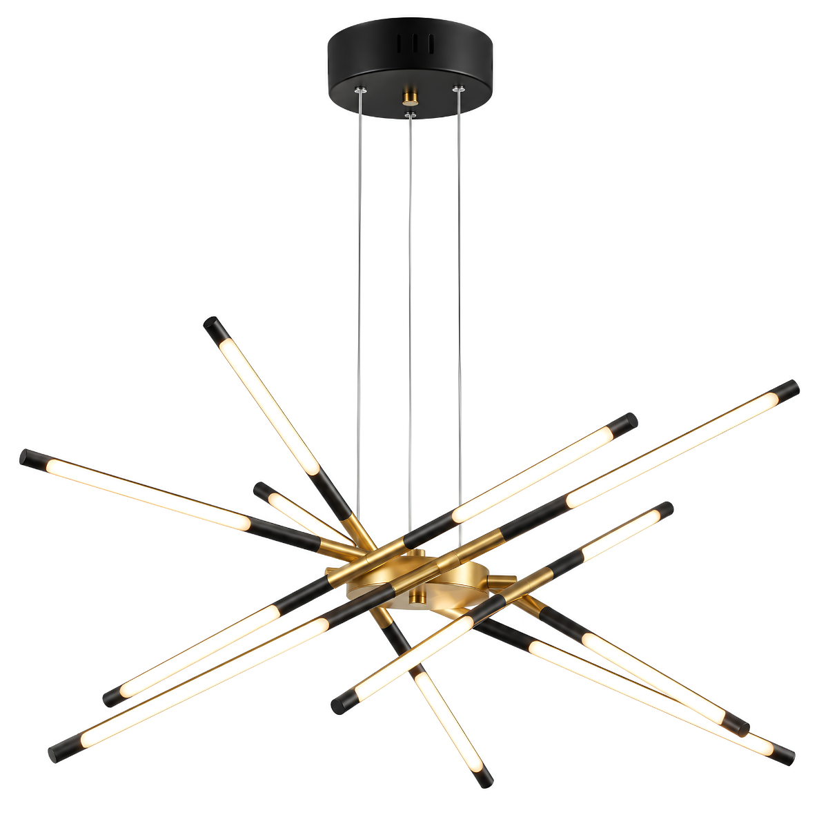 Modern LED-taklampa i svart och guld