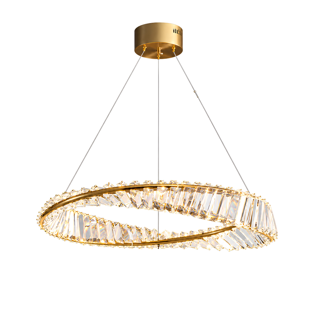 Modern kristall LED-taklampa i guld